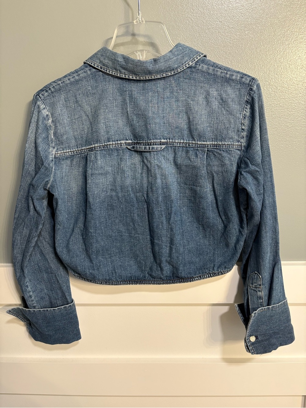 CoH Button-Front Crop Shirt - Blue - Picture 2 of 7